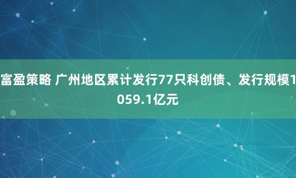 富盈策略 广州地区累计发行77只科创债、发行规模1059.1亿元
